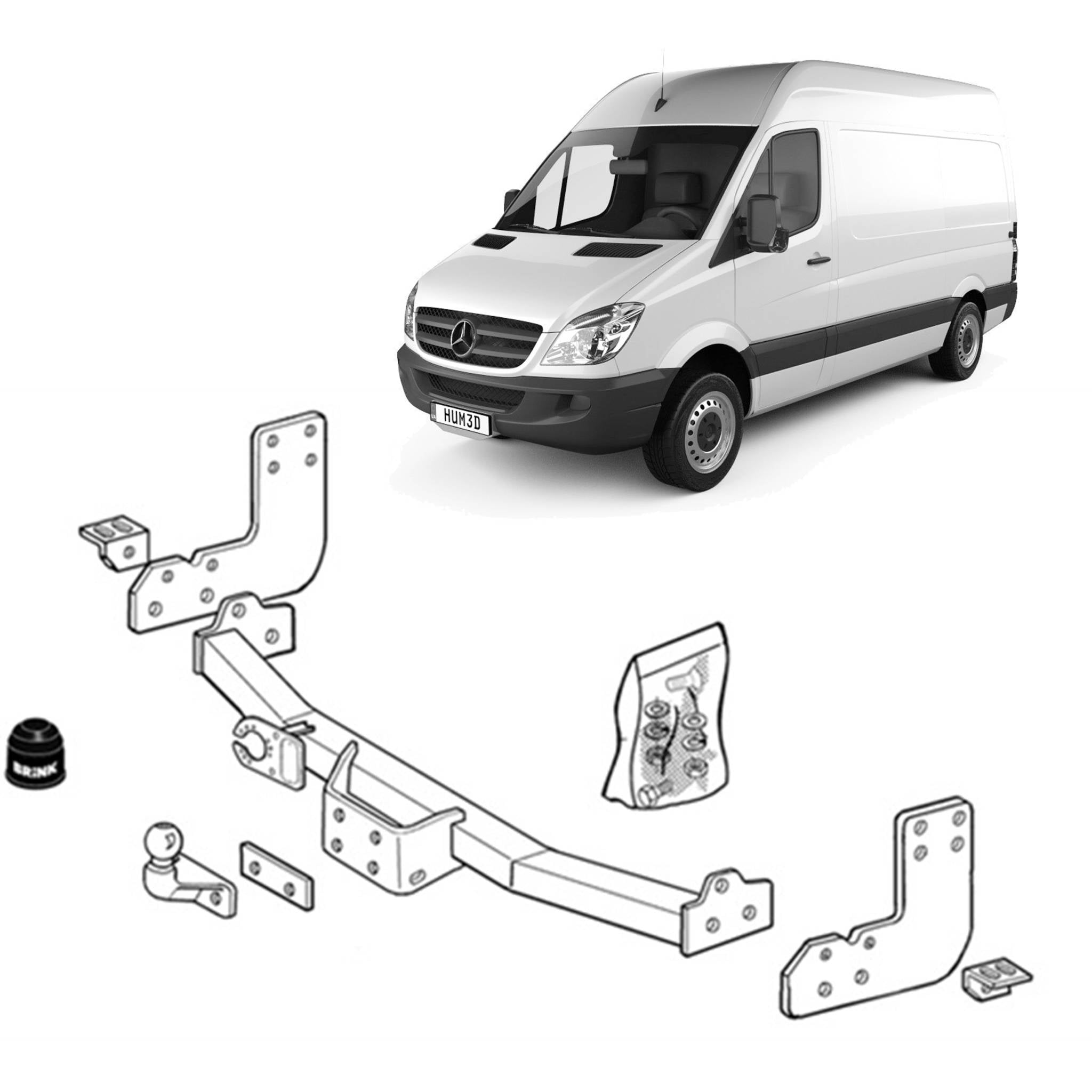 Brink Towbar for Volkswagen LT 28-35 (05/1999 - 07/2006), MERCEDES-BENZ Sprinter (02/1996 - 06/2018), Volkswagen LT35 - LT50 (05/1999 - 07/2006),