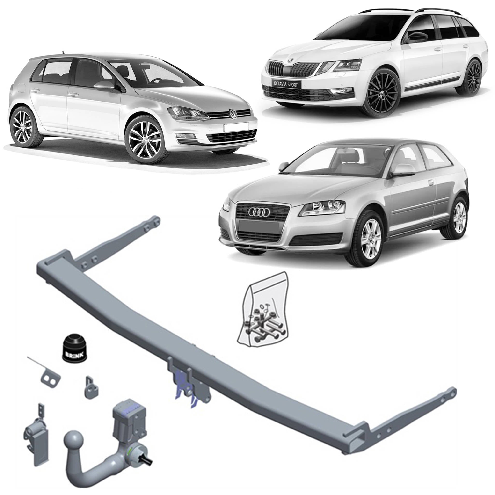 Brink Towbar for Audi A3 (04/2012 - 06/2016), Skoda Octavia (06/2020 - on), Skoda Octavia (01/2021 - on), Audi A3 (02/2013 - 06/2016), Audi A3 (05/