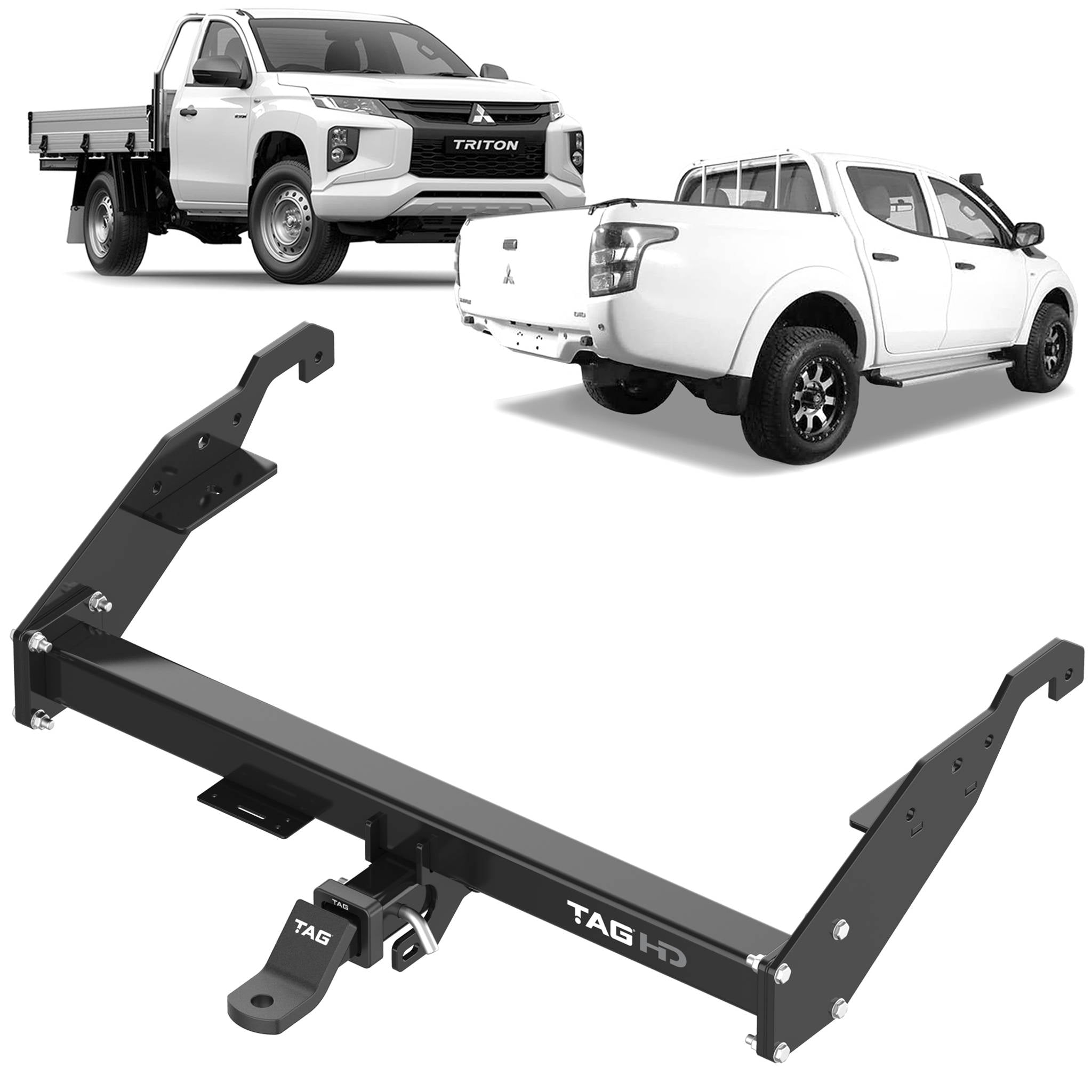 TAG Heavy Duty Towbar for Mitsubishi Triton MR and MQ Series Cab Chassis No Rear Step (05/2015 - on)